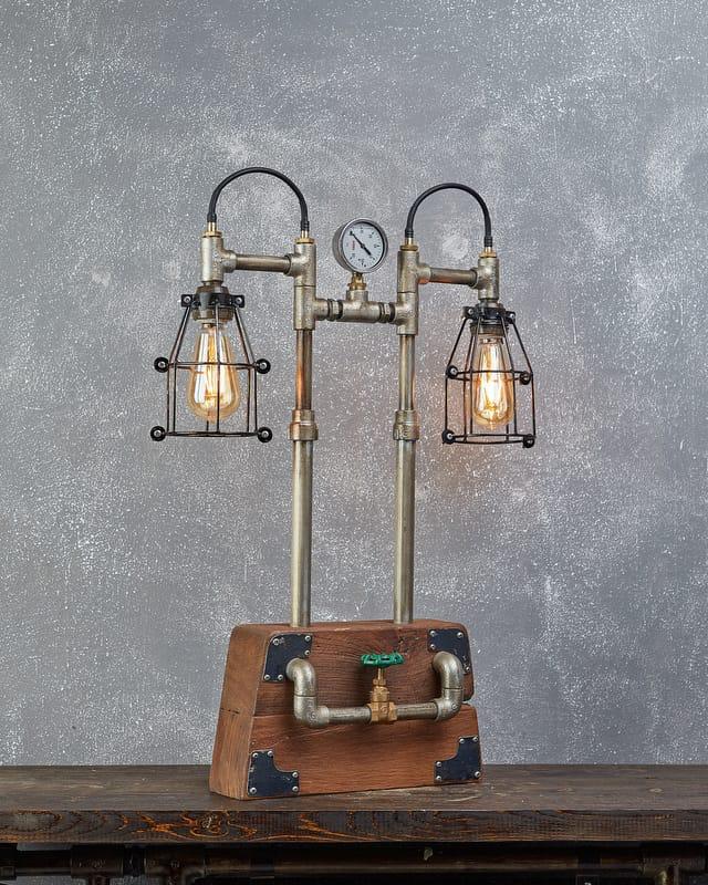 Twin-Head Steampunk Pipe Lamp